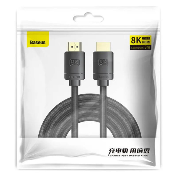Кабель HDMI M - M, 1m, V2.1 8K, High Definition Series (Zinc alloy) WKGQ000001 Baseus Чорний (WKGQ000001) Київ - фото 3