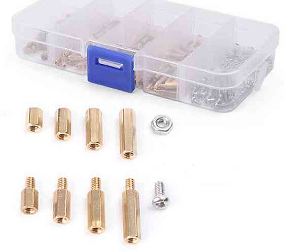 Стійка монтажна латунна М3 120 шт., міжплатна 6-гранна, набір із гвинтами Винница