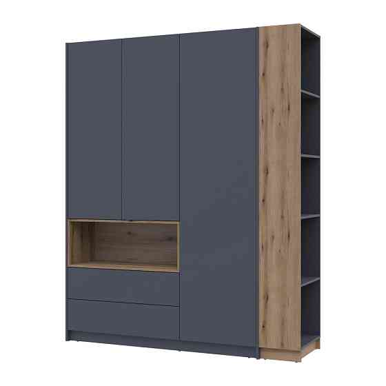 Шафа для одягу з нішою та етажеркою Doros Дейл Графіт/Дуб Евок 3 ДСП 178х52х220 DRS-011736 (42005156) Львів