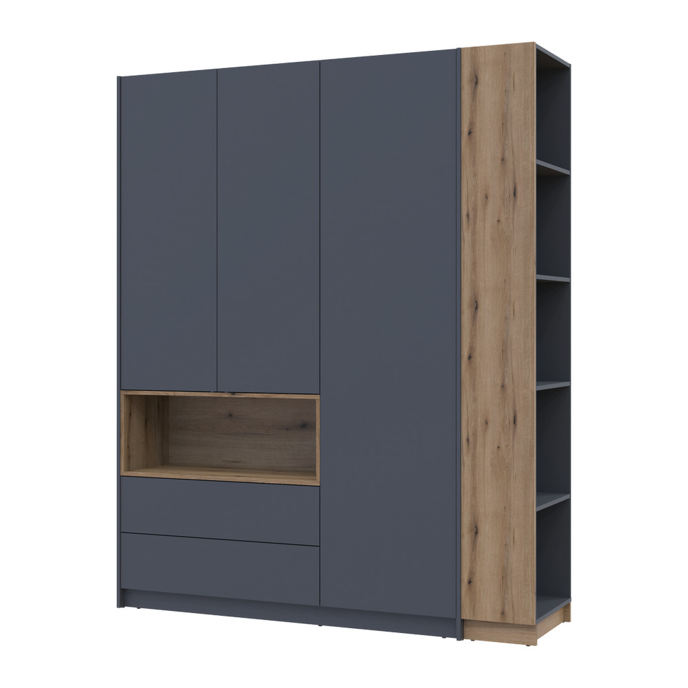 Шафа для одягу з нішою та етажеркою Doros Дейл Графіт/Дуб Евок 3 ДСП 178х52х220 DRS-011736 (42005156) Львів - фото 6