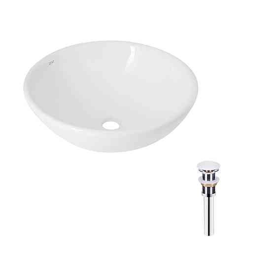 Комплект Qtap Owl: Раковина накладная круглая 400х400х155 мм White + Донный клапан PU02 Киев