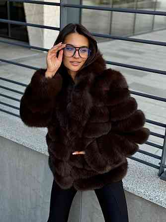 Полушубок женский из натурального меха песца Коричневый 42 Харьков