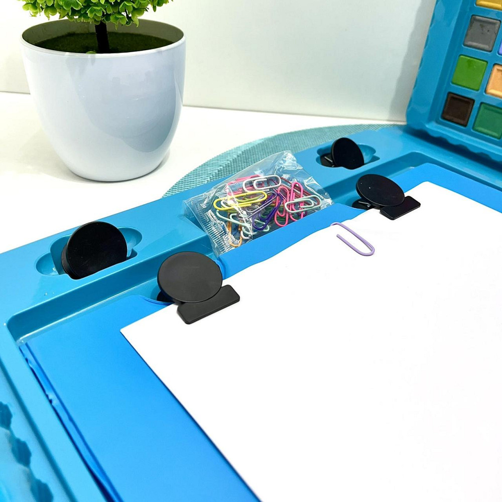 Набір для малювання 208 маркери олівці фарби в валізці Блакитний (MK 4533-2) Чернигов - изображение 5