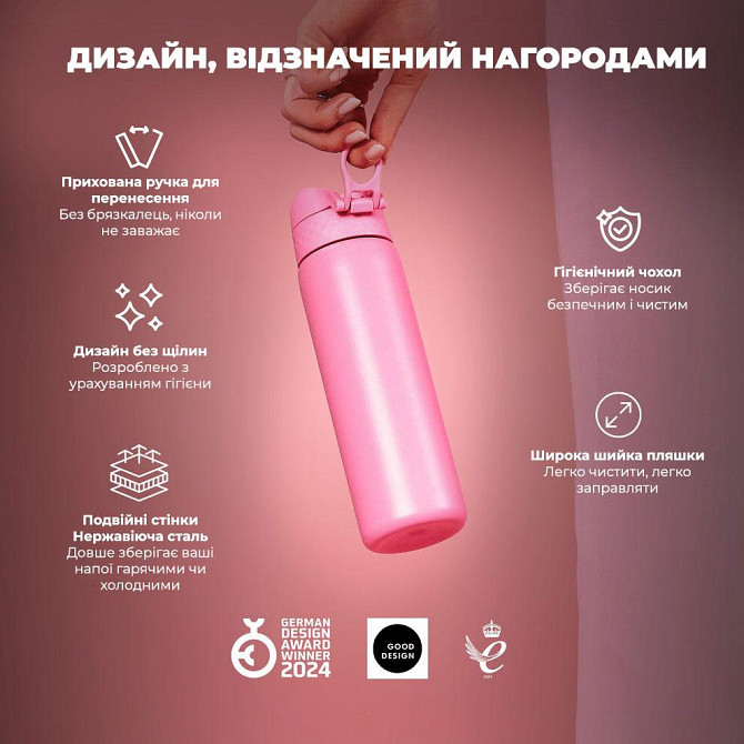 Пляшка для води металева вакуумна ION8 500 мл. Vacuum Insulated, Rose Bloom Каменское - изображение 4