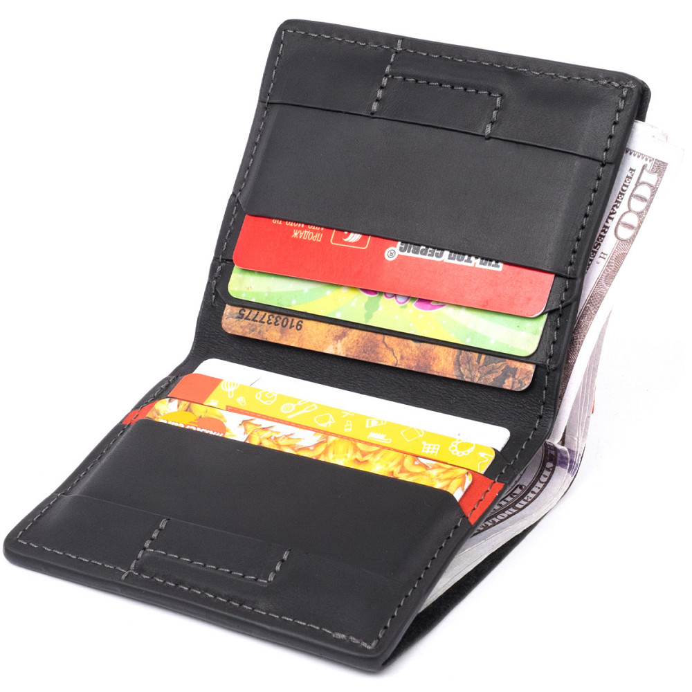 Функціональне тонке портмоне Чорне (GRANDE PELLE) Київ - фото 10