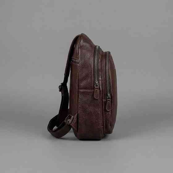 Коричневая мужская сумка на грудь (слинг) Leather Collection (696) Киев