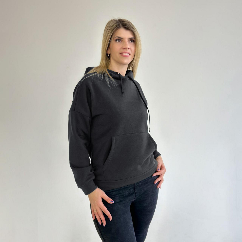 Однотонний батник з капюшоном "Kerry" оптом | Норма і батал Графіт, 50-52 Київ - фото 1