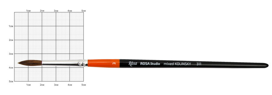 Кисть колонок круглый 311 № 3 короткая ручка ROSA Studio Киев - изображение 1