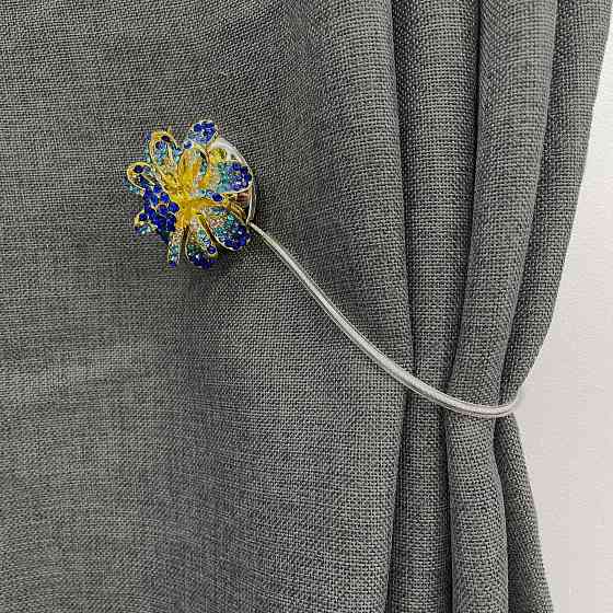 Магніти для штор та гардин "Flowers" набір 2 шт Синій з золотистим (81-199) Київ