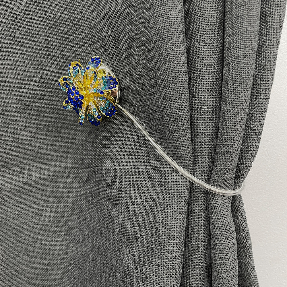 Магніти для штор та гардин "Flowers" набір 2 шт Синій з золотистим (81-199) Київ - фото 4