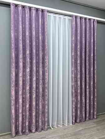 Комплект готовых штор VR-Textil Жакард Sultan YL № 1764ш Сиреневый 150х250 см 2 шт (39-854) Киев