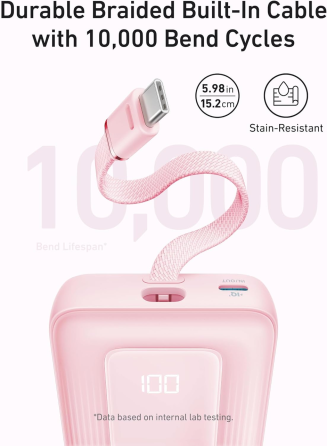 Повербанк Anker Zolo 20000 мАч 30 Вт, быстрая зарядка USB-C, встроенный кабель, ActiveShield 2.0, черный Киев