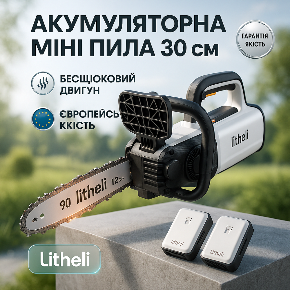 Пила ручная аккумуляторная для высокой срезки, Цепная минипила с аккумулятором, Минипила для дачи WS-24 Львов - изображение 9