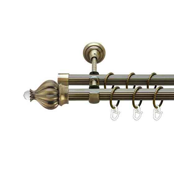 Карниз Orvit Таджа-Кристал металевий дворядний відкритий рифлена труба кільце металеве Антик 19\19 мм 200 см Львов