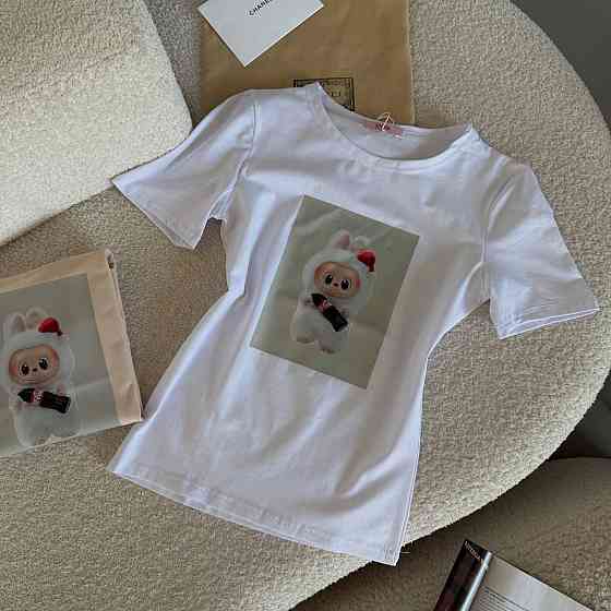 Женская стильная футболка с накатом LaBuBí турецкий кулир Белый Одесса