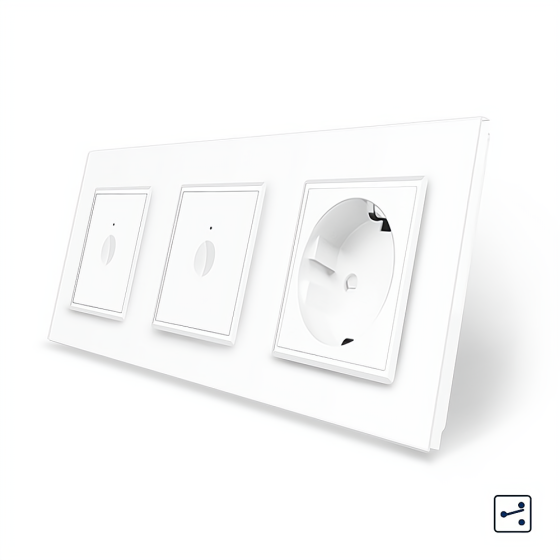 LIVOLO Сенсорний прохідний/перехресний вимикач Sense 2 сенсора (1-1) 1 розетка Livolo білий скл Коломия