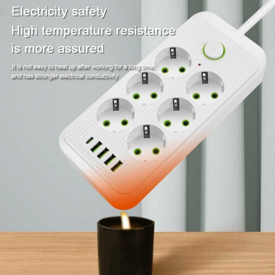 Мережевий фільтр-подовжувач 6 розеток 4USB та Type-C Port 3m Вінниця - фото 2