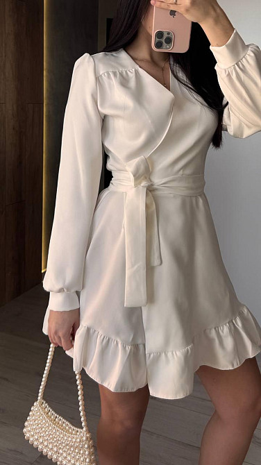 Женское романтическое платье на запах костюмка. Молочный Одесса - изображение 1