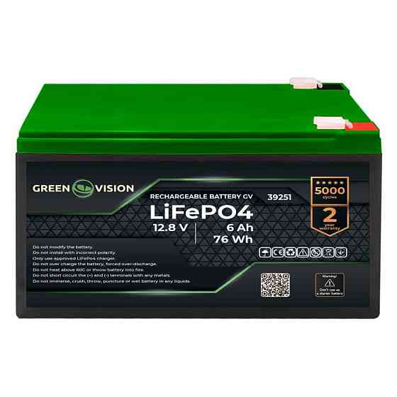 Акумулятор GV LiFePO4 12,8V - 6Ah (76Wh) Київ