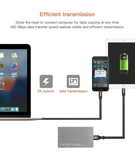 Кабель USB-Lightning/MicroUSB Baseus Two-in-one Portable Cable CALMBJ-01 (Чорний, 0.23 м) Миколаїв - фото 8