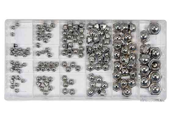 Гайки М3- М10 YATO : замкнуті півсферичні, пластикова коробка; наб. 150 шт. [5/20] Одеса