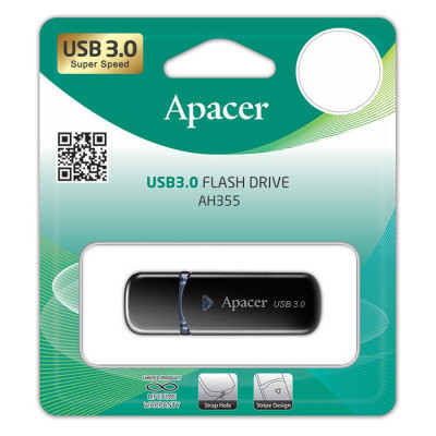USB флеш накопитель Apacer 32GB AH355 Black USB 3.0 (AP32GAH355B-1) Винница - изображение 4