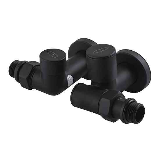 Набор Кран вентильный угловой с американкой SOLOMON LUX 1/2″ 7777 TEN (2шт.) BLACK (000020286) Киев