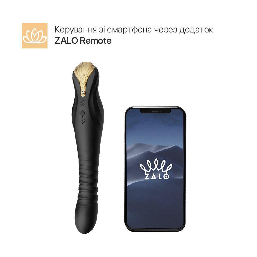 Смартвибратор-пульсатор Zalo — King Obsidian Black, кристалл Swarovski Sex Aura Киев - изображение 2