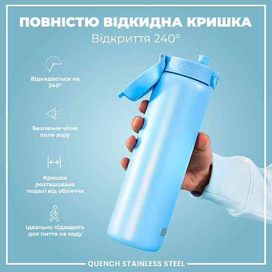 Спортивна пляшка для води Спорт пляшка Пляшка Пляшка для тренувань Фітнес пляшка для води блакитна ION8 1200ml Київ