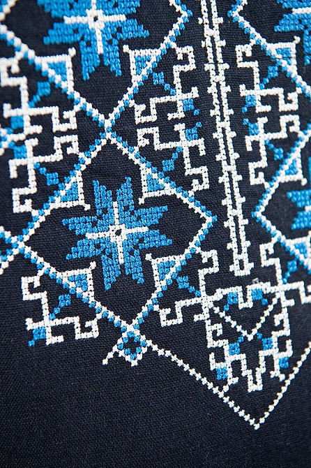 Вишиванка для хлопчиків, лляна, темно-синя, топ Київ - фото 3