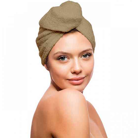 Полотенце для волос тюрбан махровый YouStar 75х26 см 100% Хлопок 400г/м2 (Бежевый) Сумы