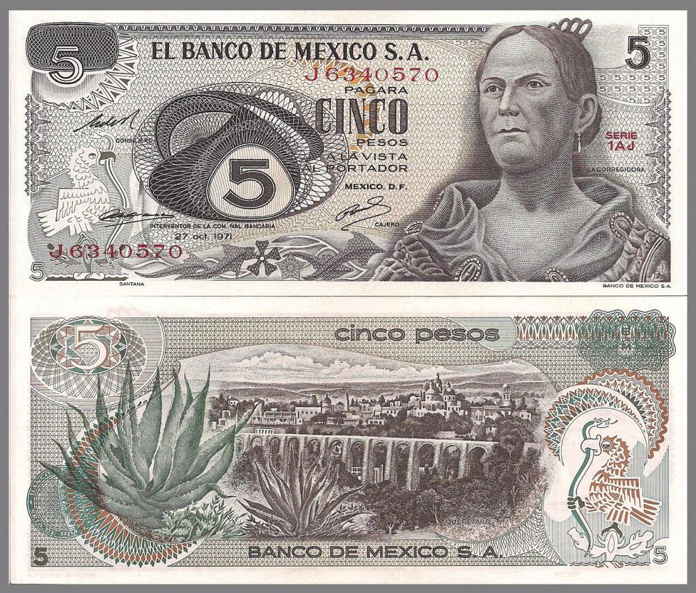 Мексика/Mexico 5 Pesos 1972 Pick 62c UNC Полтава - фото 1