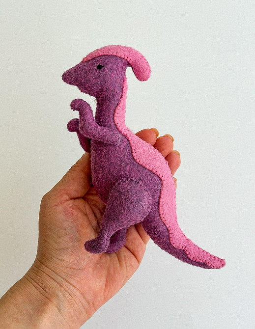 Мягкая фетровая игрушка динозавр паразауролоф ручной работы – безопасная развивающая игрушка Киев - изображение 1