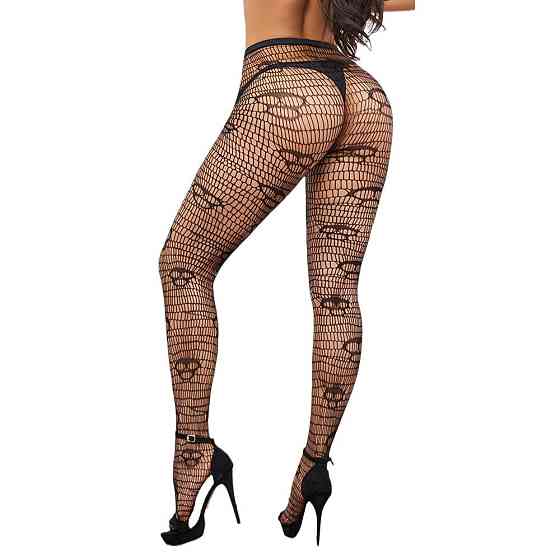 Женские колготки с черепами в сетку one size черный Киев