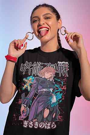 Футболка аниме Магическая битва оверсайз (S/M/L) Черний AnimeJ0240 Днепр