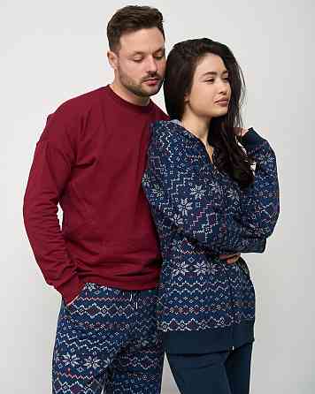 Чоловіча тепла піжама — Байка — штани в орнамент — Family look для пари Tom John 93430 XXL Київ