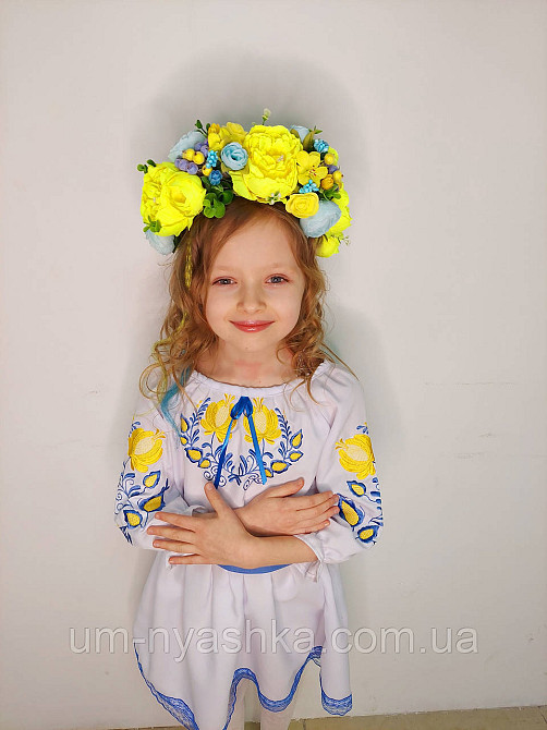 Ободок обруч з квітами "Піони великий жовто-блакитний" Кривий Ріг - фото 9