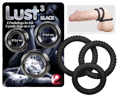 Кольца на пенис Lust (черные) Sex Aura Киев - изображение 4