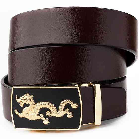 Ремінь чоловічий золотий дракон Vintage 20259 Коричневий Київ