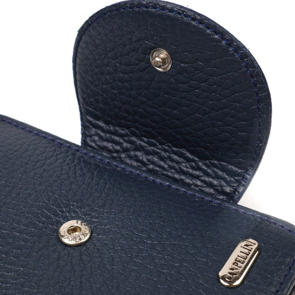 Удобное женское портмоне среднего размера из натуральной зернистой кожи CANPELLINI 21809 Синее Киев - изображение 5