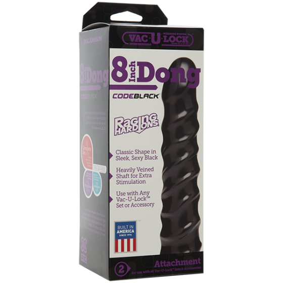 Дилдо Doc Johnson CodeBlack - 8 Inch Raging Vac-U-Lock со стимулирующим рельефом, диаметр 3,8см Sex Aura Киев