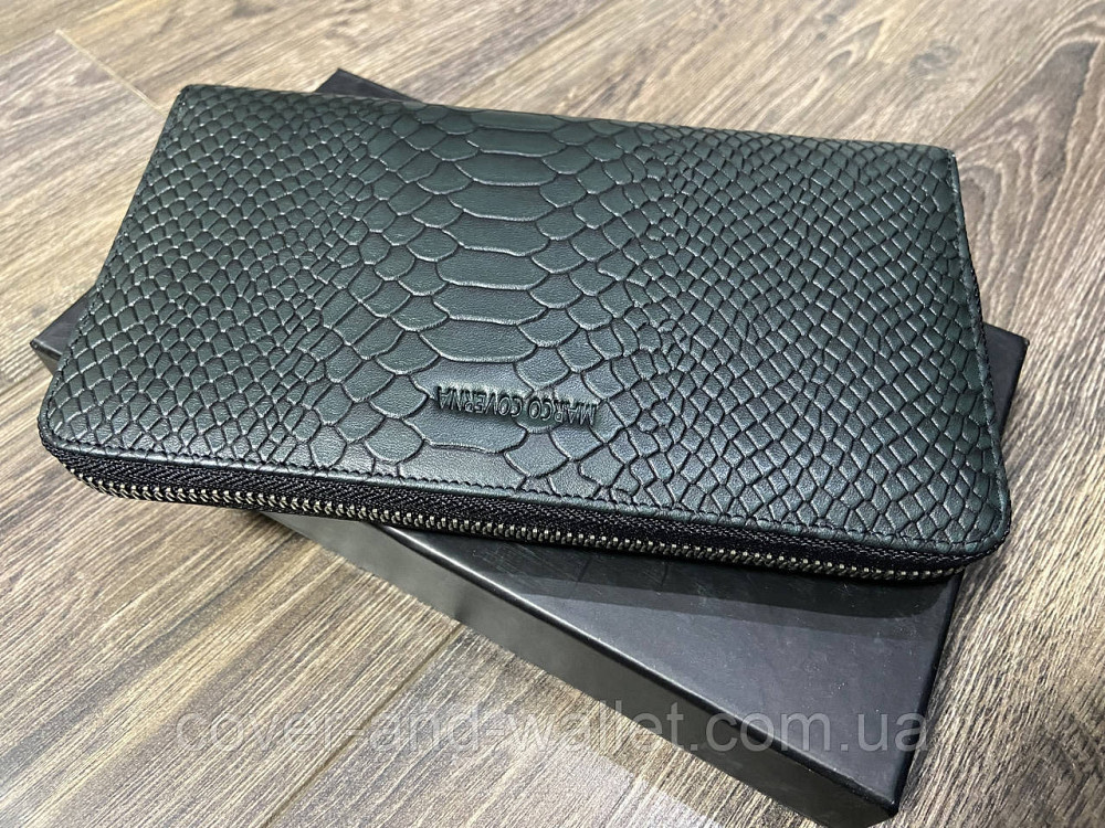 Фирменный кожаный мужской клатч с фактурой под рептилию Marco Coverna 086-5901 Black Киев - изображение 9
