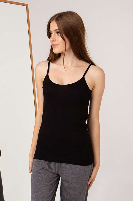 Майка женская на тонкой бретельке - Черный Ozkan 0107-2 XXL Киев - изображение 1