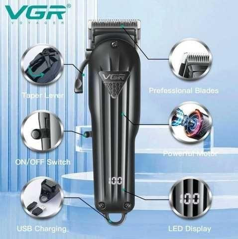 Акумуляторна Машинка для стриження волосся VGR V-282 6900 об/хв, 6 насадок, LED-дисплей, IPX4 Одеса - фото 4