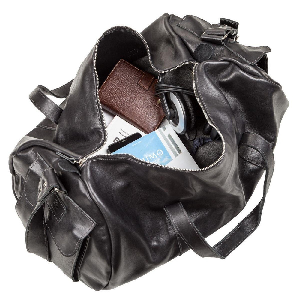 Сумка дорожня шкіряна Чорна (GRANDE PELLE) Київ - фото 4