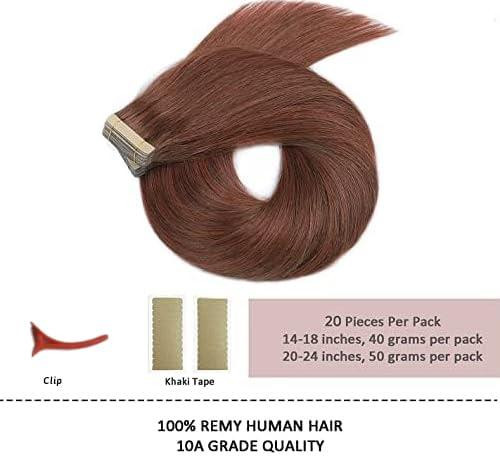 Накладні пасма натурального волосся Tape-In 50 см 50 г, Стрічкове нарощування, червоно-каштанові, 20 штук HotLulana Київ - фото 5