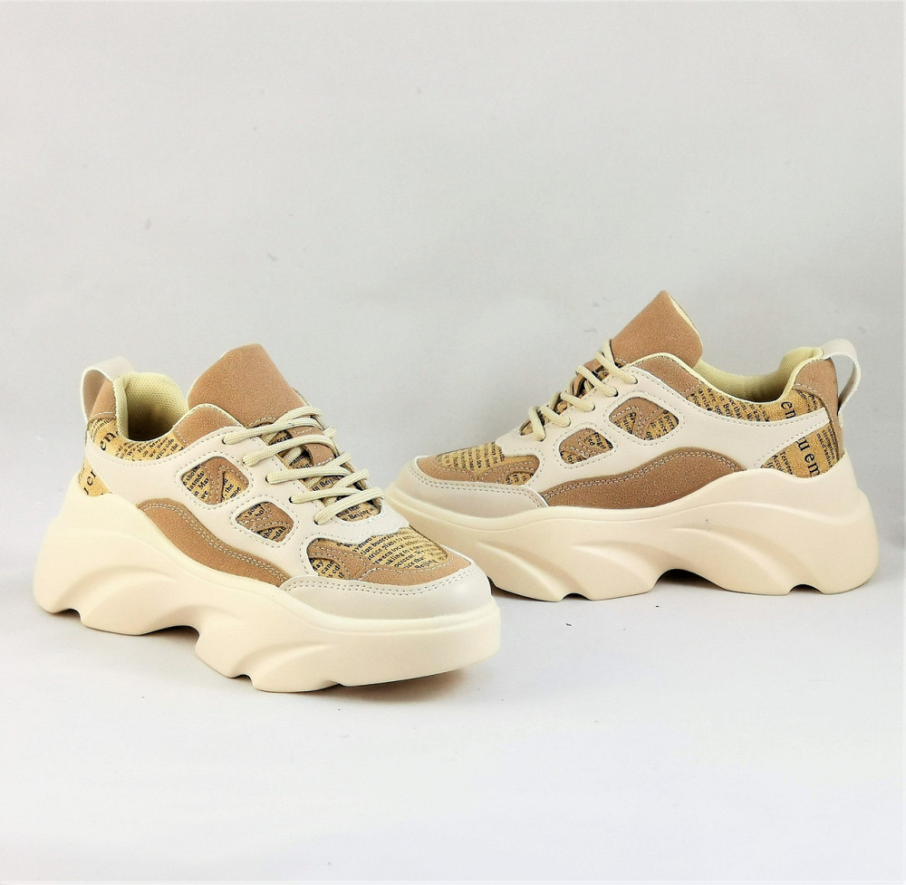 .Кроссовки Женские Бежевые На Высокой Подошве Танкетке Платформе (размеры: 36) - 37-2 Днепр - изображение 9