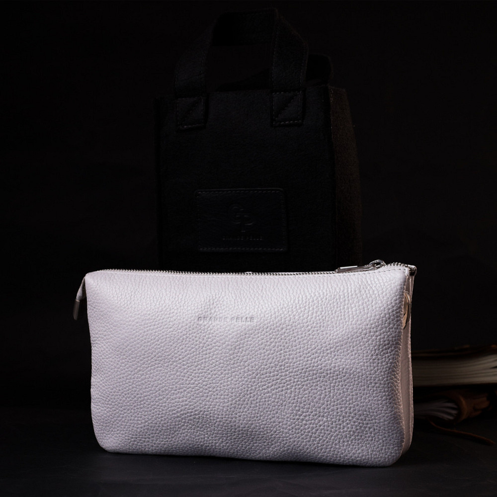 Стильний жіночий клатч із натуральної шкіри GRANDE PELLE 11635 Білий Київ - фото 1