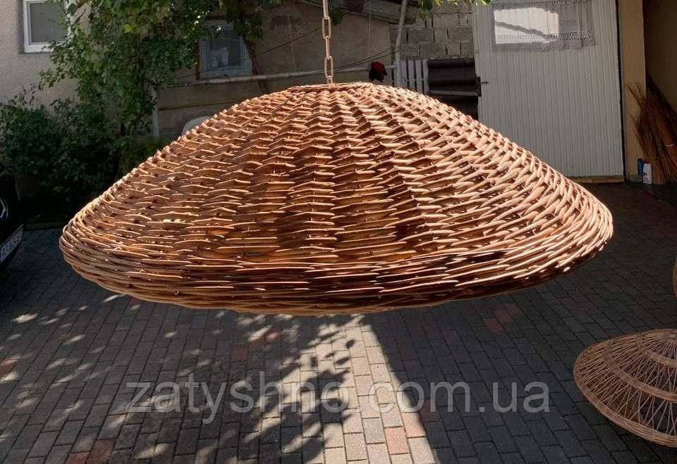 Кругла велика плетена люстра з плафоном Київ - фото 4