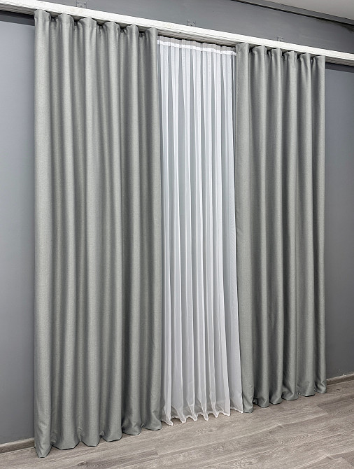 Комплект готових штор VR-Textil Шеніл однотонний № 1689ш Світло-сірий 100х270 см 2 шт (31-845) Київ - фото 4